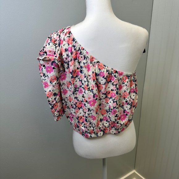 Universal Thread floral print one shoulder puff sleeve cropped top size XXL - Picture 5 of 10